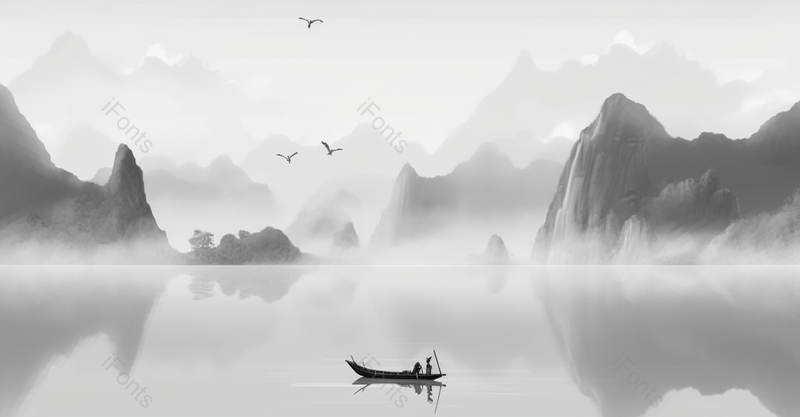 灰色调山水山峰水墨风背景图,插画/手绘图,插画/手绘图库,插画/手绘图下载,插画/手绘